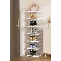 H&O Direct 6-Tier Transparent Foldable Shoe Storage Box in Clear