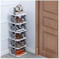 H&O Direct 6-Tier Foldable Plastic Shoe Rack in Grey