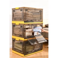 Living and Home 3 Pack Collapsible Storage Box Medium Stackable Clear Plastic Storage Box Organizer in Yellow