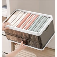 Living and Home Folding Clothes Organiser Wardrobe Drawer Storage Box with 9 Dividers & Lid in Brown