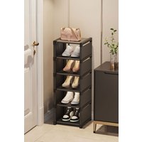 Living and Home 6-Tier Entryway Shoe Storage Rack Large Capacity Shoe Storage Organizer in Black