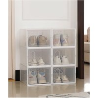 12 Pack Plastic Shoe Storage Boxes Stackable Shoes Box Magnetic Door