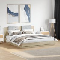 Bed Frame LED without Mattress Sonoma Oak 180x200 cm Super King