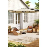 Outdoor Large Patio Umbrella Solar Powered LED Parasol Floral Pattern Base