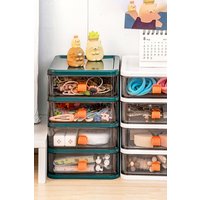 Living and Home 4 Tier Desktop Drawer Transparent Stationery Storage Box in Green
