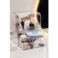 SHEONLY Large Capacity Makeup Organizer with 2 Drawers for Vanity in White