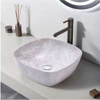 Living and Home Bathroom Ceramic Countertop Wash Basink Sink in Grey