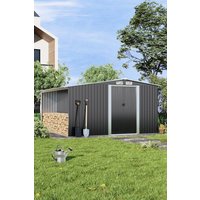 Garden Sanctuary Large Garden Metal Storage Shed with Log Store Room in Black