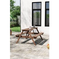 Solid Wood Rectangle Outdoor Picnic Table & Bench Set