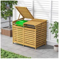 Living and Home Outdoor Spruce Wood Garbage Can Garden Storage Shed in Natural