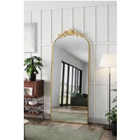 80cm W x 180cm H Vintage Inspired Floral Carved Metal Framed Arch Full Length Mirror cm W x 180 cm H