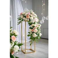 Living and Home Gold Detachable Wedding Metal Flower Stand Rectangular Floor Vase Column, 21cm W x 21cm D x 40cm H | Size: 21 cm W x 21 cm D x 40 cm H