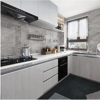 H&O Direct 10 Pcs Marbling PVC Wall Tile Rectangle Peel & Stick Waterproof Backsplash in Grey