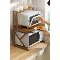 Living and Home 3-Tier Free Standing Wooden Spice Rack Microwave Oven Rack Kitchen Organizer Storage Shelf in Walnut