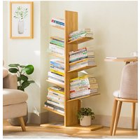 H&O Direct 7-Tier Free Standing Wooden Tree Shaped Book Shelves in Brown