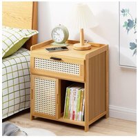H&O Direct Wooden Nightstand Storage Cabinet in Brown