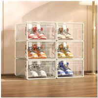 H&O Direct 12 Pack Dustproof Plastic Shoe Storage Box in White