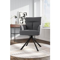 H&O Direct Grey Modern Frosted Velvet Swivel Armchair