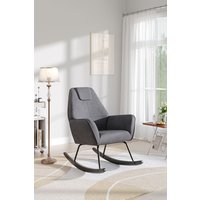 H&O Direct Comfy Upholstered Rocking Chair for Nursery with Black Legs in Grey