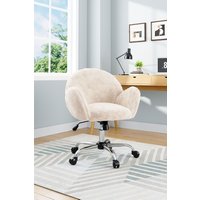 H&O Direct Comfy Plush Swivel Office Chair Adjustable Height in White