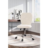 H&O Direct Comfy Plush Office Chair with Wheels No Arms in Beige