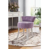 H&O Direct Purple Velvet Dressing Footstool Vanity Makeup Stool with White Legs