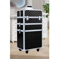Living and Home Diamond Pattern Cosmetic Makeup Train Case in Black