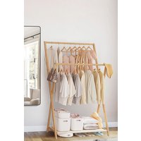 H&O Direct Stand Solid Wooden Cloak Rack Bedroom in Brown