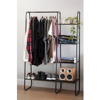 H&O Direct Freestanding Garment Rack in Black Metal