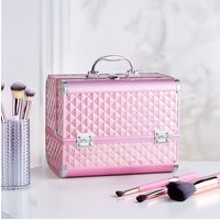 SHEONLY Pink Cosmetic Box 2 Trays with Mirror