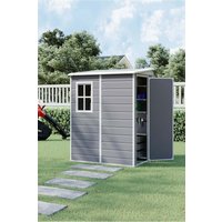 Garden Sanctuary Plastic Outdoor Garden Storage Shed with Lockable Door in Grey