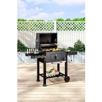 H&O Direct Carbon Steel BBQ Grill Mobile Stove Cooker in Black