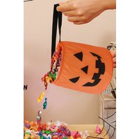 Living and Home 25x30cm Halloween Pumpkin Candy Bag Orange Trick-or-Treat Bucket Bag with Expression | Size: 25x30 cm
