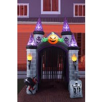 H&O Direct 11ft Halloween Inflatable Decoration Haunted Castle with Built-in LED