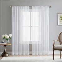 Garden Sanctuary 183cm L x 117cm W Rod Pocket Top Sheer Curtains Voile Panel, White | Size: 183 cm L x 117 cm W