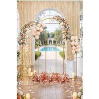Living and Home 3pcs 180/200/220cm Height Metal Arch Wedding Backdrop Stand Prop Decor, Golden in Gold