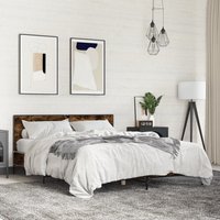 Bed Frame without Mattress Smoked Oak 160x200 cm