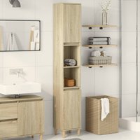 Berkfield Home Bathroom Cabinet Sonoma Oak 30x30x190 cm Engineered Wood in Brown | Size: 30 x 30 x 190 cm