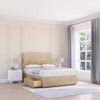 Sloomy Kansas Divan Bed Base No Drawers & 54" Floor Standing Headboard in Cream | Size: Small Single