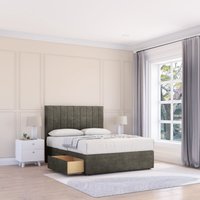 Sloomy Kansas Divan Bed Base 4 Drawers & 54" Floor Standing Headboard in Light Grey | Size: Small Double