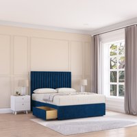Sloomy Manhattan Divan Bed Base 4 Drawers & 54" Floor Standing Headboard in Navy | Size: King