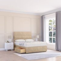 Sloomy Texas Divan Bed Base 4 Drawers & 54" Floor Standing Headboard in Cream | Size: Small Double