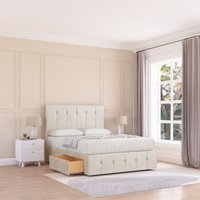 Sloomy Cambridge Divan Bed Base No Drawers 12" Footboard & 26" Struts Headboard in Cream | Size: Small Double