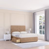 Sloomy Manhattan Divan Bed Base 2 Drawers & 26" Struts Headboard in Light Beige | Size: Super King