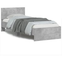 Bed Frame without Mattress LED Lights Concrete 90x190 cm Single