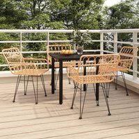 Berkfield Home 5 Piece Garden Dining Set Poly Rattan in Brown