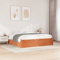 Berkfield Home Bed Frame without Mattress Wax Brown 180x200 cm Super King Solid Wood Pine