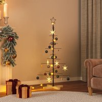 Berkfield Home Metal Christmas Tree with Wooden Base Black 120 cm