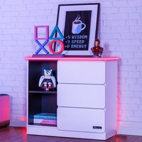 X Carbon Tek Chest 3 Drawers 2 Shelves & LED Lighting