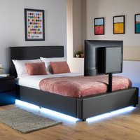 X AVA Upholstered TV Bed Underbed Storage & LED Lights Single